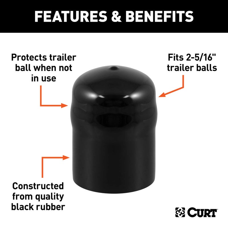 CURT 21811 Black Rubber Trailer Hitch Ball Cover, 2-5/16-Inch Diameter - Image 3
